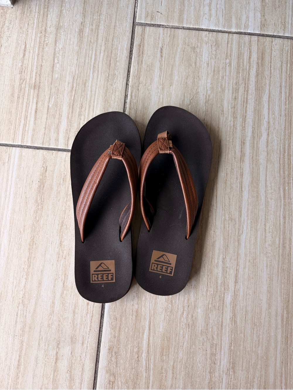 Reef Dark Brown Flip Flop Sandals with Leather Straps